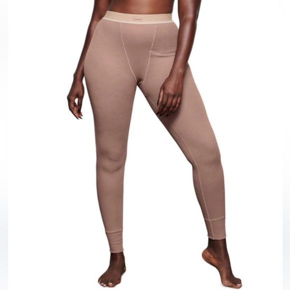 SKIMS COTTON RIB THERMAL LEGGINGS IN UMBER NWT Size 4X - Picture 1 of 6